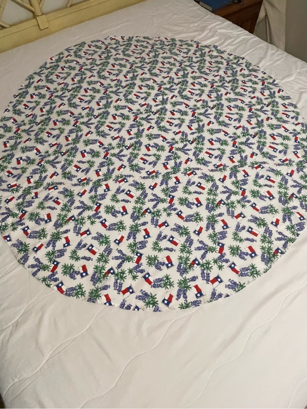 Texas Tablecloth with Texas State Flag and Texas Bluebonnets